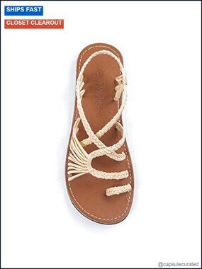 Handwoven Nylon Flat Sandals Comfortable Vegan Rubber Sole Summer Beach